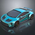 Turquoise Sports Car with Sleek Design Rear Spoiler and Gold Wheels