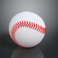 White Baseball With Red Stitching On Gray Background And Reflection 3d model