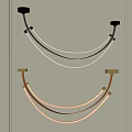 Modern Arc Chandelier With Black Gold Metal Frame And White Light Strip