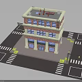 Multi Story Red Brick Building With Windows And Street Sidewalk Design