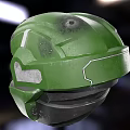Green And Gray Sci Fi Tactical Helmet With Gold Visor And Protective Design 3d model
