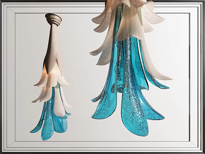 Elegant Glass Chandeliers With White And Blue Petal Shaped Modern Design 3d model