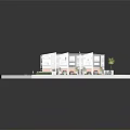 Modern Two Story Residential Building With White Brown Exterior Lawn And Parked Cars