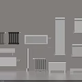 Various Modern Heating Radiators In Different Styles And Colors For Home Interior 3d model