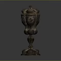 Antique Carved Bronze Sculpture With Intricate Lid And Decorative Base
