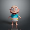 Cartoon Man Character With Short Hair Blue Shirt And White Diaper Smiling