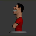 Cartoon Football Player Figurine in Red Jersey with Portugal Logo Arms Crossed on White Base