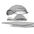 Modern Architectural Components Featuring Curved Dome Structures And Support Framework 3d model