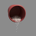 Red Ceramic Bowl With White Salt Granules Spilling Over Gray Surface 3d model