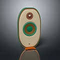 Mi Modern Computer Speaker With Oval Design Green Accent Beige Body And Orange Base