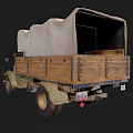 Olive Green Military Truck With White Star Emblem Wooden Cargo Bed And White Canvas Cover