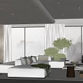 Modern Living Room Interior With Grey L shaped Sofa Green Plants And Large Windows