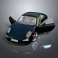Black Luxury Sports Car With Open Doors And Beige Interior Design
