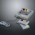 Retro Gaming Console With Controller Stacked Game Cartridges And Screen 3d model