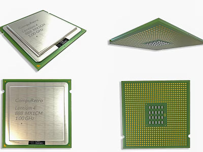 Computer Processors Including Intel Celeron Pentium With GHz Speed And Metal Covers 3d model