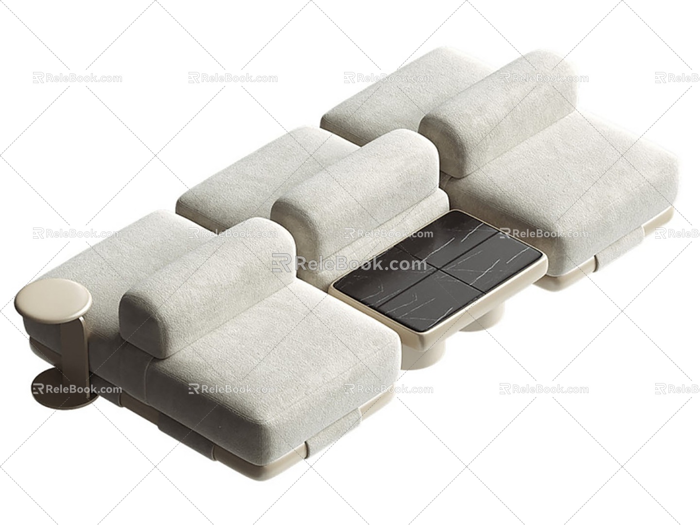 Three-seat sofa sofa coffee table modular sofa 3d model