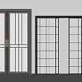 Modern Sliding Doors With Grid Glass Panels And Black Frames For Interior 3d model