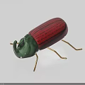 Red and Green Beetle Shaped Decorative Ornament Set with Golden Legs for Home Decor