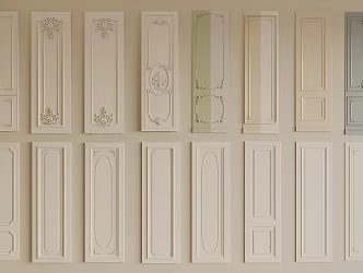 French simple European wall panel line background wall 3d model