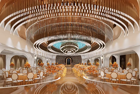 Champagne Theme Hotel Wedding Ballroom 3d model