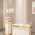Elegant Jewelry Display Counter Cabinets With Golden Frame Glass Showcase For Luxury Jewelry