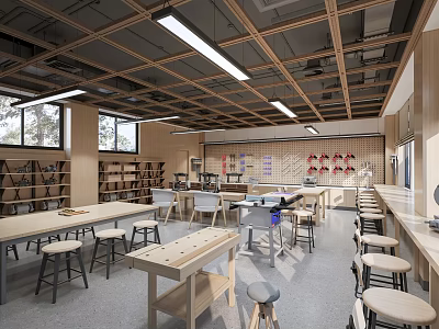 Woodworking Classroom Manual Classroom Woodworking Table Manual Table Labor Classroom 3d model