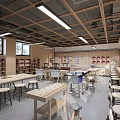 Woodworking Classroom Manual Classroom Woodworking Table Manual Table Labor Classroom 3d model