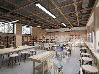 Woodworking Classroom Manual Classroom Woodworking Table Manual Table Labor Classroom 3d model