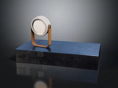 Modern Minimalist Furniture With Wooden Stand And White Lampshade On Marble Base 3d model