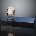 Modern Minimalist Furniture With Wooden Stand And White Lampshade On Marble Base