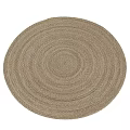 Woven Neutral Beige Round Area Rug with Concentric Circle Pattern for Home Decor