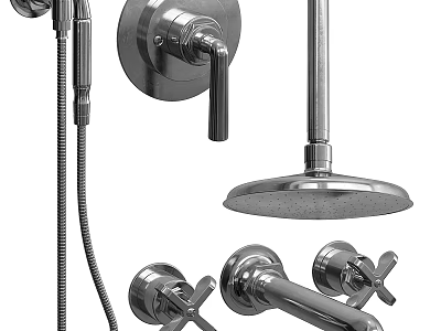 High Quality Modern Bathroom Faucet with Showerhead Handheld Shower and Controls 3d model
