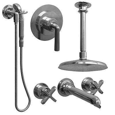High Quality Modern Bathroom Faucet with Showerhead Handheld Shower and Controls 3d model