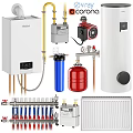 Essential Home Heating And Water Supply Appliances Including Boiler Radiator Pump Filter And Manifold