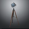 Blue Globe On Wooden Tripod Stand For Decorative Display Piece