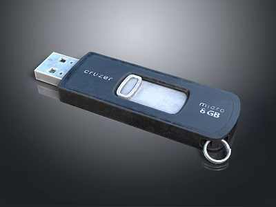 CIVIBALL 64GB USB Flash Drive With Black Design And Metal Ring 3d model