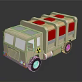 Beige Toy Truck Exterior Design With Red Compartments And Radioactive Symbol