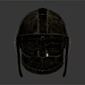 Ancient Metal Helmet With Face Guard And Vintage Historical Warrior Design