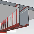 Red Support Beams With White Panels In Modern Architectural Structure Design 3d model