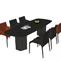 Modern Dining Table And Chairs Set With Oval Top Fruit Bowl And Glassware