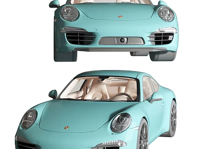 Light Blue Sports Car With Sleek Exterior Design Front View And Side Profile 3d model