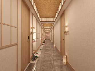 Japanese Corridor Hotel Corridor 3d model