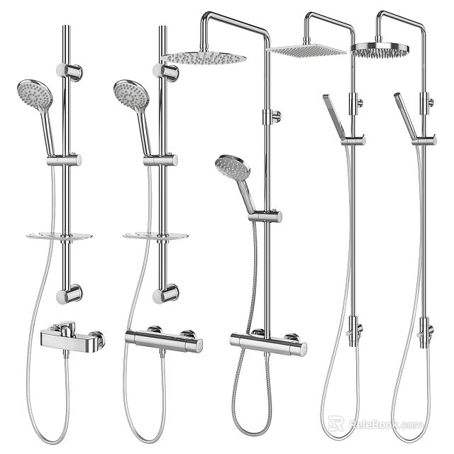 Modern Shower Systems With Handheld Rainfall And Adjustable Design Features 3d model