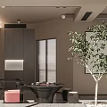 Modern Study Room Interior With Minimalist Furniture Greenery And Lighting