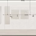 Linear Metal Pendant Light in Modern Minimalist Interior with Gray Geometric Wall Decor