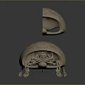 Detailed 3D Anatomical Rendering of Animal Organ Structure with Skeleton Shell and Fur