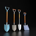 Hardware Tools Shovels Set Of Four With Various Colors And Wooden Handles