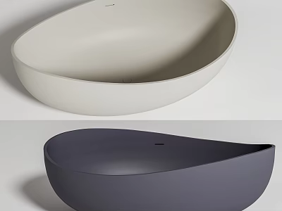 Modern Freestanding Oval Bathtub In Light Gray And Dark Gray Tones 3d model