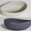 Modern Freestanding Oval Bathtub In Light Gray And Dark Gray Tones