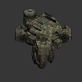 Mechanical Crab With Camouflage Design Blue Lights And Multiple Legs